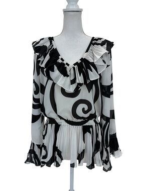 St. John Top Blouse Small Black & White